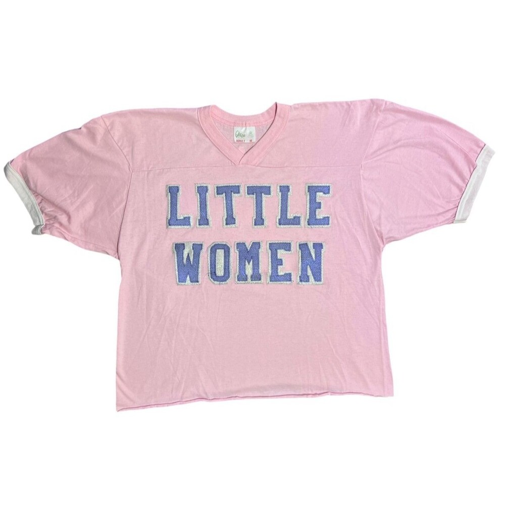 Vintage Little Women Jersey T Shirt USA Made Pink Graphic V Neck Adult Medium
